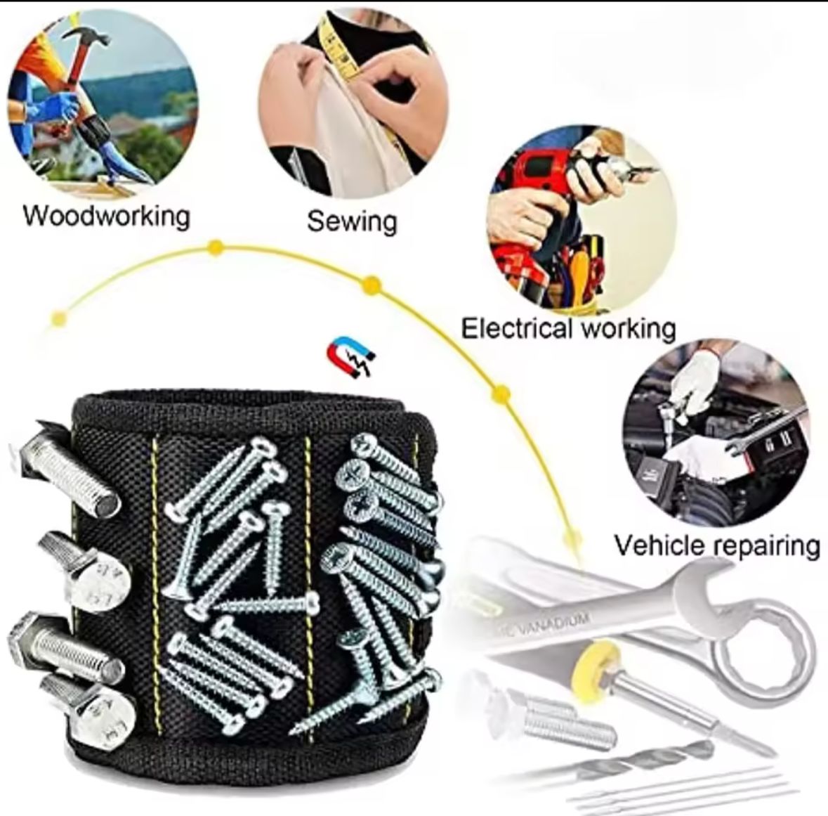Pulsera Magnética de Tornillos y Herramientas